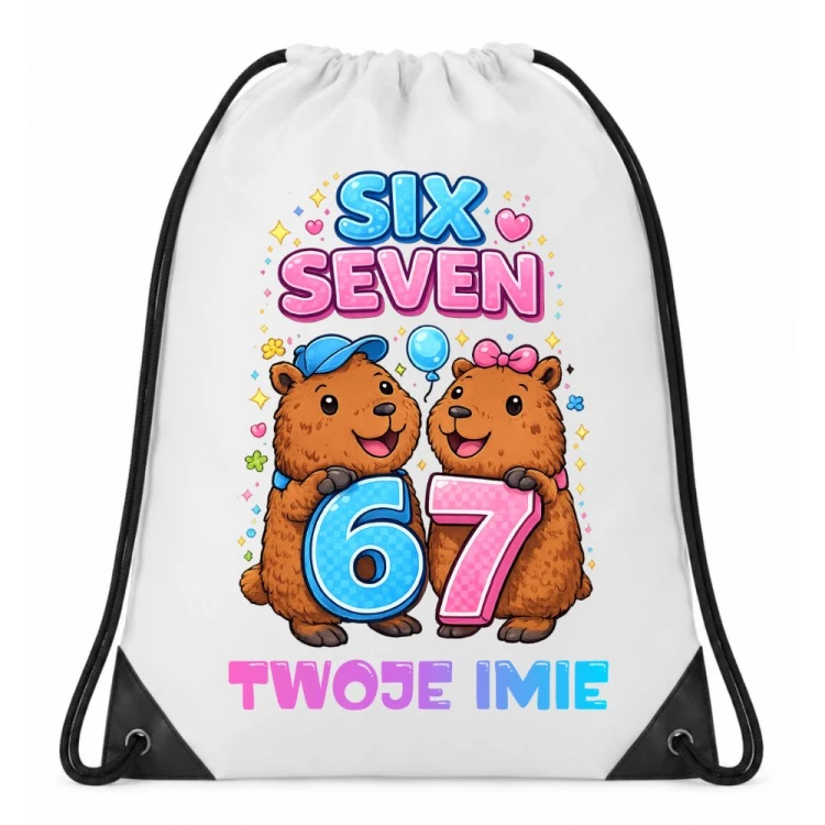 Worek plecak z imieniem KAPIBARY SIX SEVEN 67 do przedszkola szkoły na wf