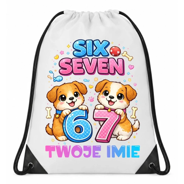 Worek plecak z imieniem PIESKI SIX SEVEN 67 do przedszkola szkoły na wf