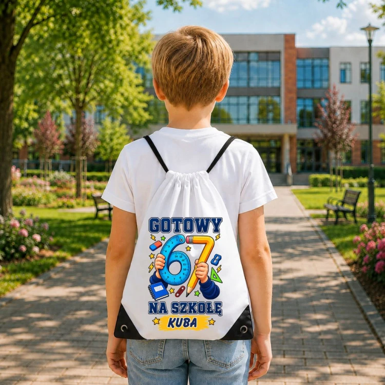 Worek szkolny dla dziecka personalizowany z imieniem na buty - GOTOWY NA SZKOŁĘ 67