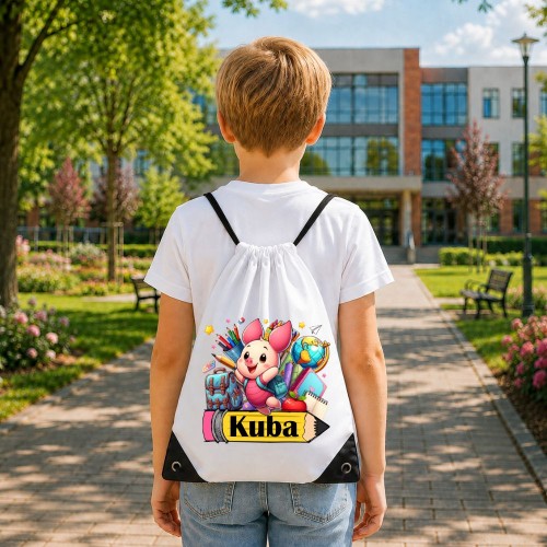 Worek dla dziecka personalizowany z imieniem na buty - PROSIACZEK