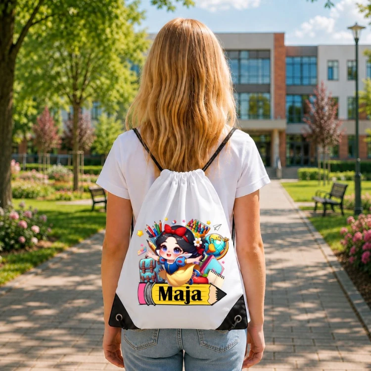 Worek dla dziecka personalizowany z imieniem na buty - KRÓLEWNA ŚNIEŻKA