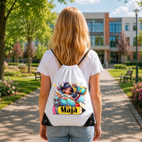 Worek dla dziecka personalizowany z imieniem na buty - DŻASMINA ALADYN