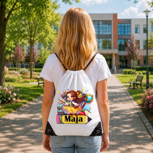 Worek dla dziecka personalizowany z imieniem na buty - BELLA PIĘKNA I BESTIA
