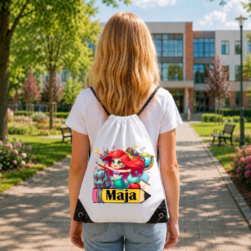 Worek dla dziecka personalizowany z imieniem na buty - ARIEL MAŁA SYRENKA