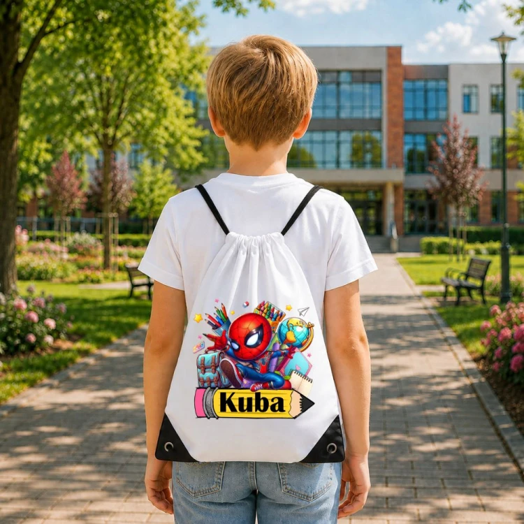 Worek dla dziecka personalizowany z imieniem na buty - SPIDER MAN