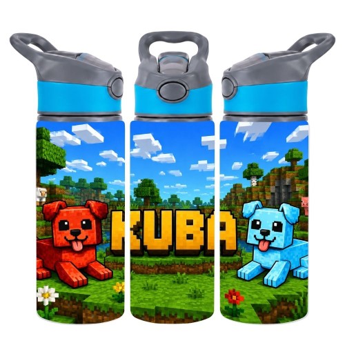 Bidon dla dziecka MINECRAFT PIESKI z imieniem do szkoły