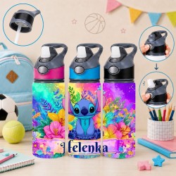 Butelka na wodę dla dziecka do szkoły przedszkola STITCH z imieniem 650ml