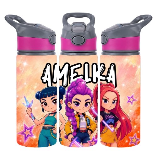 Bidon dla dziecka HUNTRIX K-POP z imieniem do szkoły
