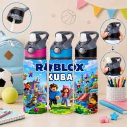 Butelka na wodę dla dziecka do szkoły przedszkola ROBLOX z imieniem 650ml