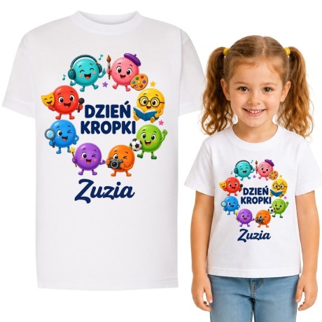 Przejdź do produktu Koszulka dziecięca na dzień kropki z imieniem do szkoły i przedszkola