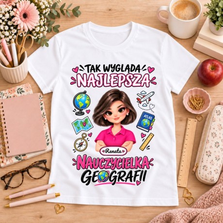 Przejdź do produktu Koszulka dla nauczycielki z imieniem i awatarem prezent na dzień nauczyciela