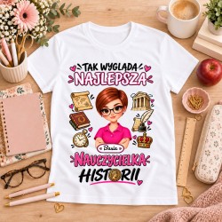 Koszulka dla nauczycielki z awatarem i przedmiotem - HISTORIA