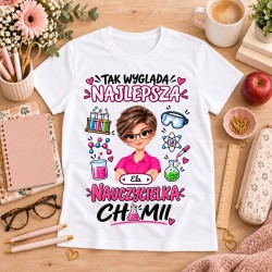 Koszulka dla nauczycielki z awatarem i przedmiotem - CHEMIA