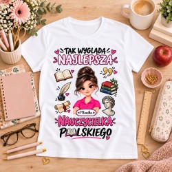 Koszulka dla nauczycielki z awatarem i przedmiotem - POLSKI