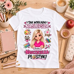Koszulka dla nauczycielki z awatarem i przedmiotem - PLASTYKA