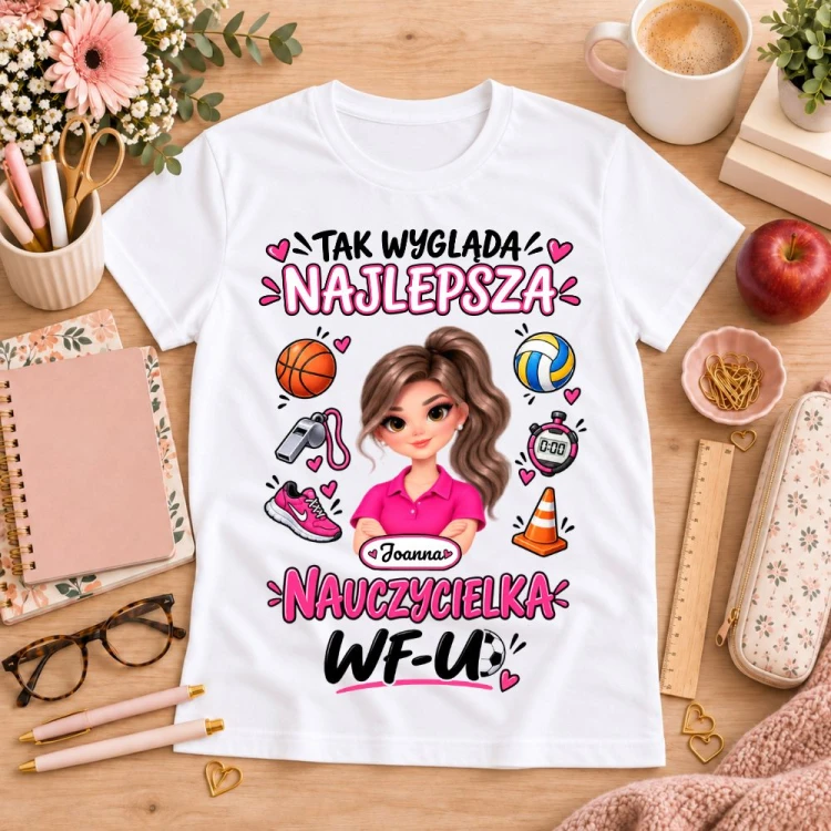 Koszulka dla nauczycielki z awatarem i przedmiotem - WF