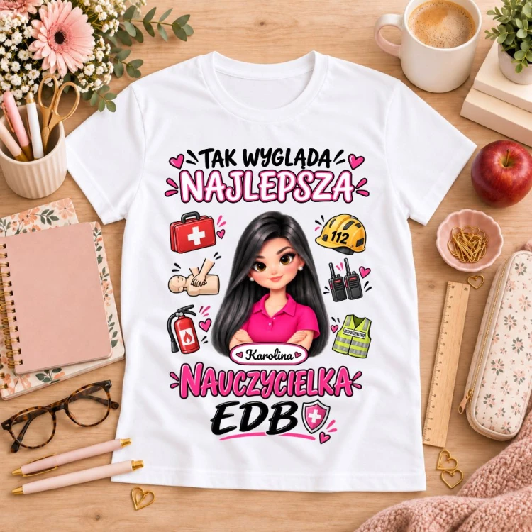 Koszulka dla nauczycielki z awatarem i przedmiotem - EDB