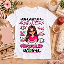 Koszulka dla nauczycielki z awatarem i przedmiotem - WOS