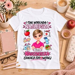 Koszulka dla nauczycielki z awatarem i przedmiotem - EDUKACJA ZDROWOTNA