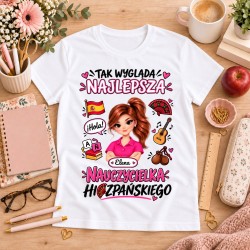 Koszulka dla nauczycielki z awatarem i przedmiotem - HISZPAŃSKI
