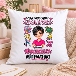 Poduszka dla nauczycielki z awatarem i przedmiotem - MATEMATYKA