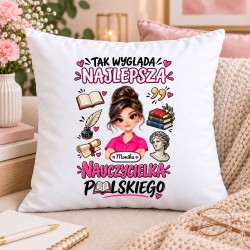 Poduszka dla nauczycielki z awatarem i przedmiotem - POLSKI