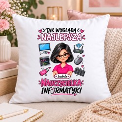 Poduszka dla nauczycielki z awatarem i przedmiotem - INFORMATYKA