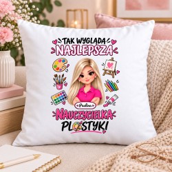 Poduszka dla nauczycielki z awatarem i przedmiotem - PLASTYKA