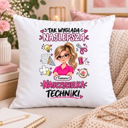 Poduszka dla nauczycielki z awatarem i przedmiotem - TECHNIKA