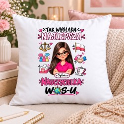 Poduszka dla nauczycielki z awatarem i przedmiotem - WOS
