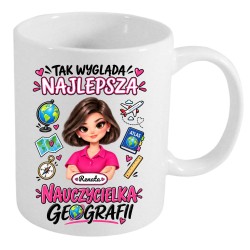 Kubek dla nauczycielki z imieniem i awatarem prezent na dzień nauczyciela