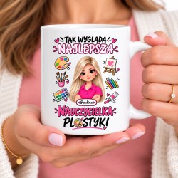 Kubek dla nauczycielki z awatarem i przedmiotem - PLASTYKA