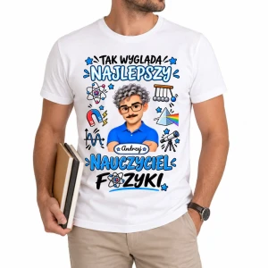 Koszulka dla nauczyciela z imieniem awatarem i przedmiotem personalizowany prezent