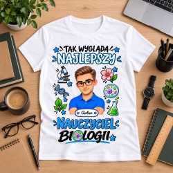 Koszulka dla nauczyciela z awatarem i przedmiotem - BIOLOGIA