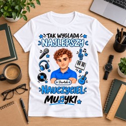 Koszulka dla nauczyciela z awatarem i przedmiotem - MUZYKA