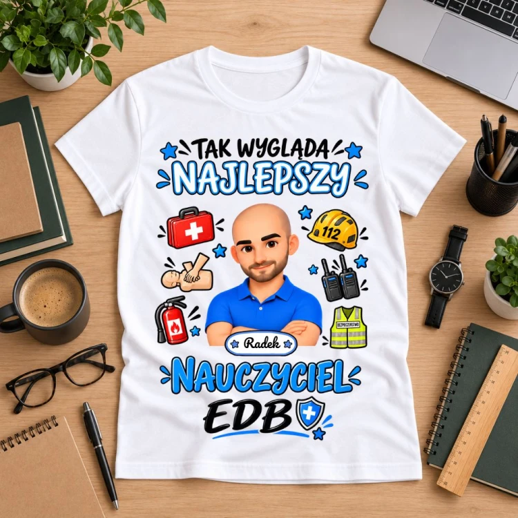 Koszulka dla nauczyciela z awatarem i przedmiotem - EDB
