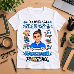 Koszulka dla nauczyciela z awatarem i przedmiotem - PLASTYKA