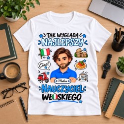 Koszulka dla nauczyciela z awatarem i przedmiotem - WŁOSKI