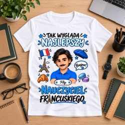Koszulka dla nauczyciela z awatarem i przedmiotem - FRANCUSKI