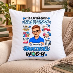 Poduszka dla nauczyciela z awatarem i przedmiotem - WOS