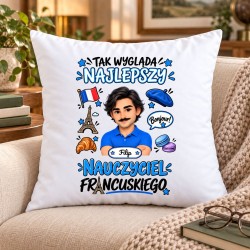 Poduszka dla nauczyciela z awatarem i przedmiotem - FRANCUSKI
