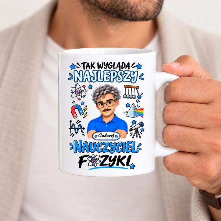 Kubek dla nauczyciela z awatarem i przedmiotem - FIZYKA