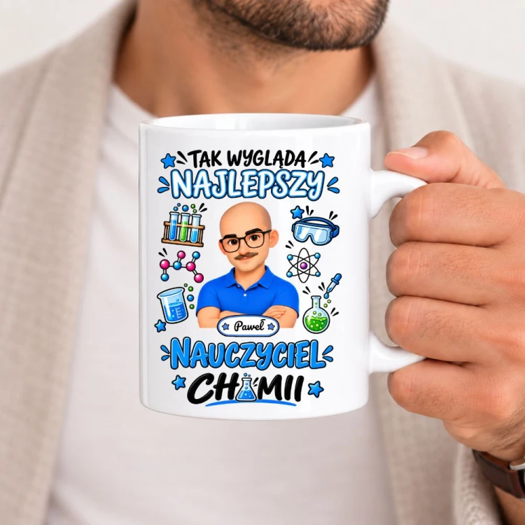 Kubek dla nauczyciela z awatarem i przedmiotem - CHEMIA