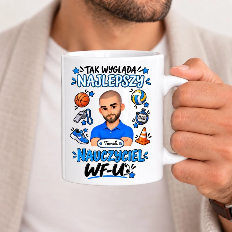 Kubek dla nauczyciela z awatarem i przedmiotem - WF