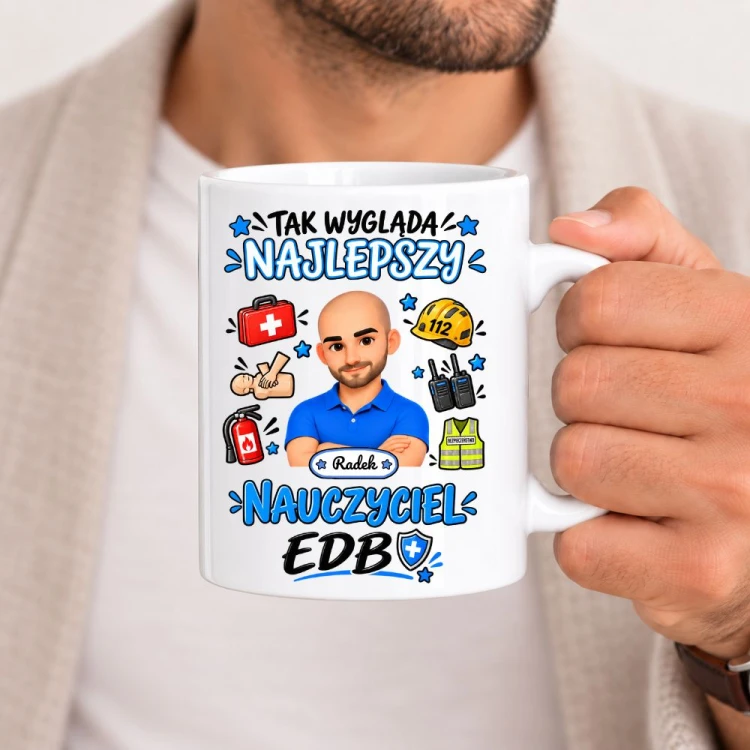 Kubek dla nauczyciela z awatarem i przedmiotem - EDB