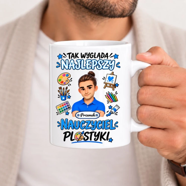 Kubek dla nauczyciela z awatarem i przedmiotem - PLASTYKA