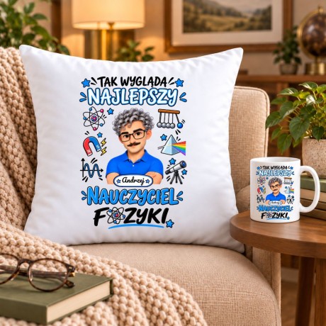 Przejdź do produktu Zestaw poduszka + kubek dla nauczyciela z imieniem i awatarem personalizowany prezent