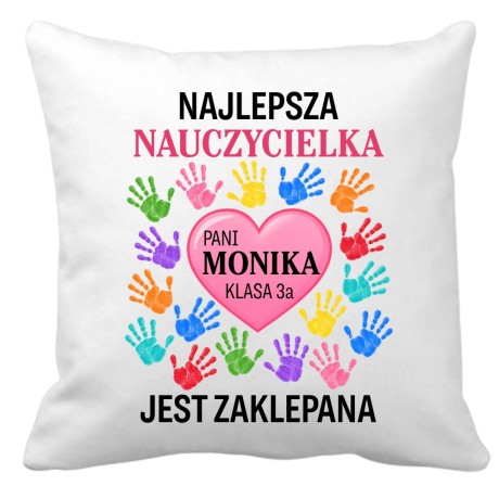 Przejdź do produktu Poduszka NAJLEPSZA NAUCZYCIELKA JEST ZAKLEPANA z imieniem prezent
