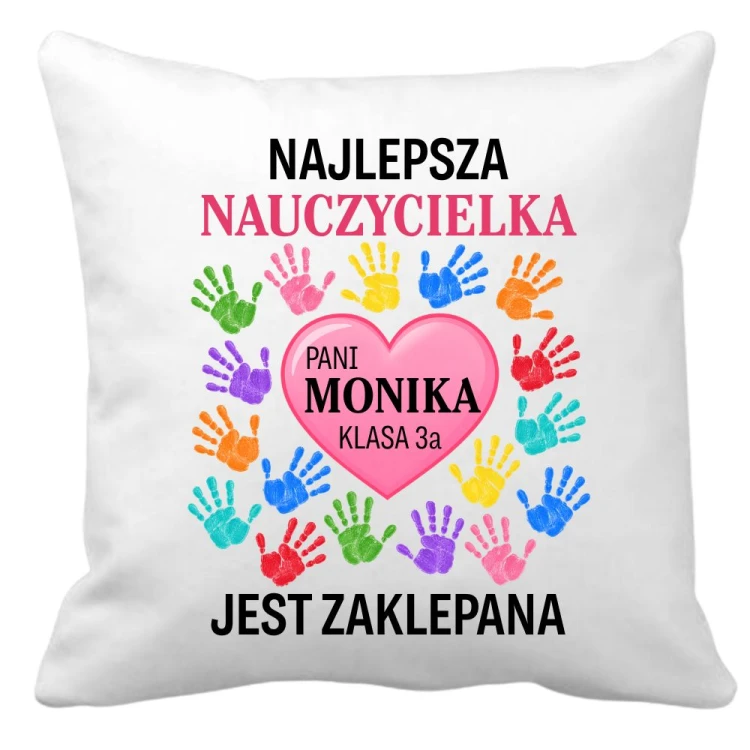 Poduszka dla nauczycielki z imieniem personalizowany prezent na dzień nauczyciela