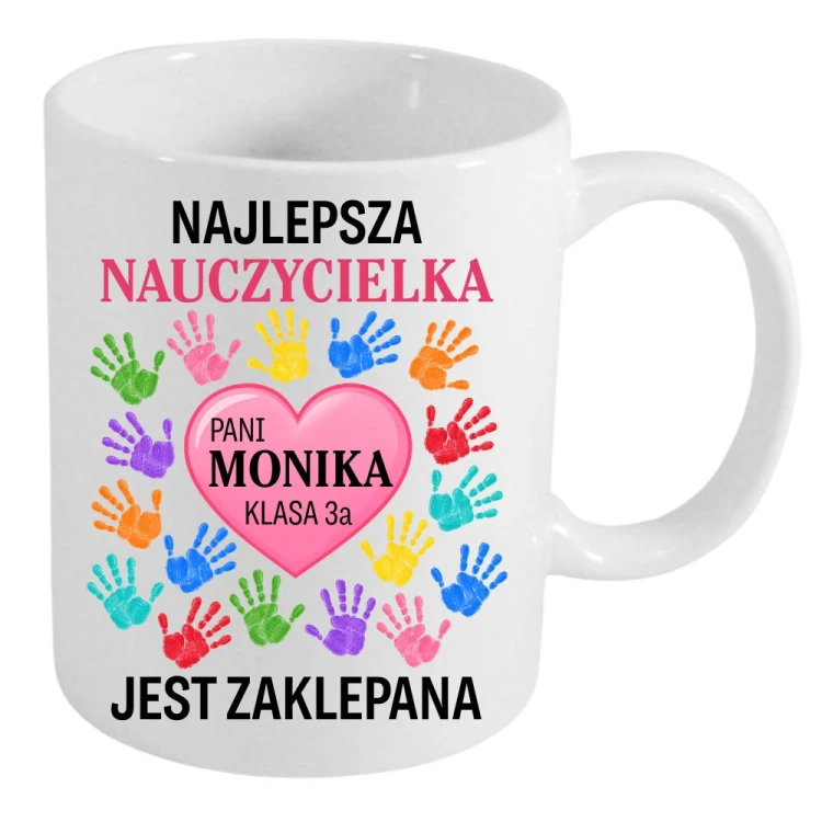 Kubek dla nauczycielki z imieniem personalizowany prezent dla nauczyciela